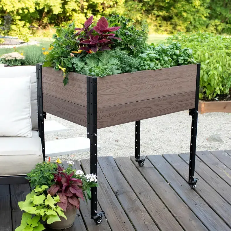 Mobile Garden Planter with Integrated Rolling Casters 3