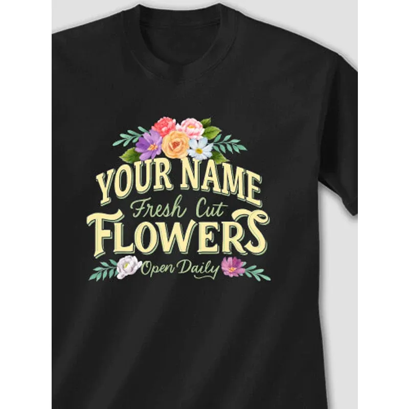 Fresh Cut Flowers Graphic Adult T-Shirt - Unisex Cotton Crew Neck 2