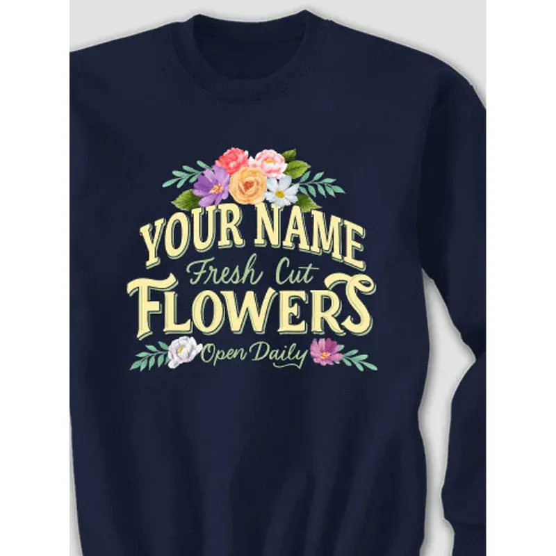 Fresh Cut Flowers Graphic Adult Crewneck Sweatshirt 3