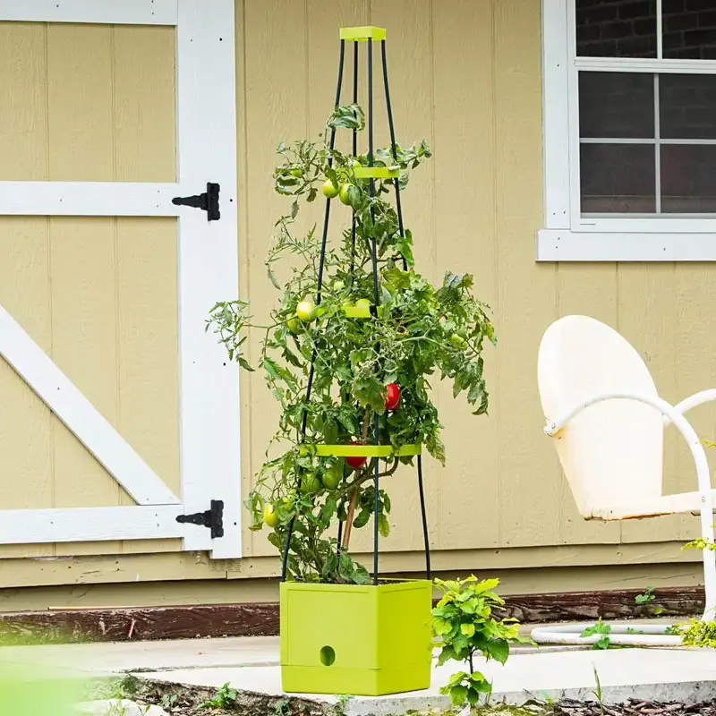 Vertical Self-Watering Plant Tower with Integrated Irrigation System