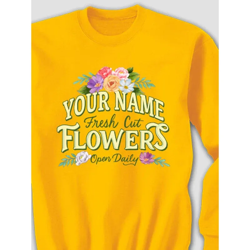 Fresh Cut Flowers Graphic Adult Crewneck Sweatshirt 2