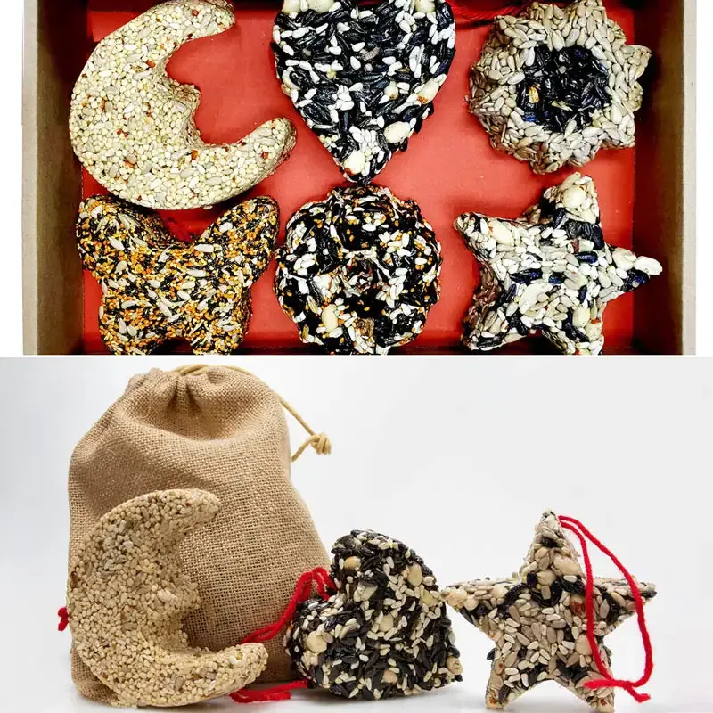 Natural Birdseed Garland and Decorative Birdseed Ornaments for Outdoor Bird Feeding