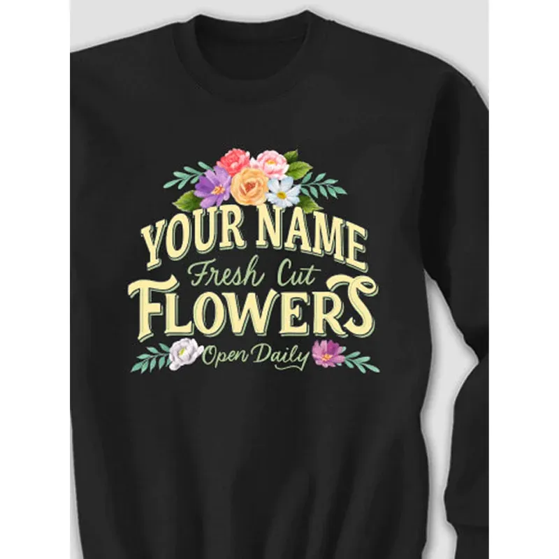 Fresh Cut Flowers Graphic Adult Crewneck Sweatshirt 4