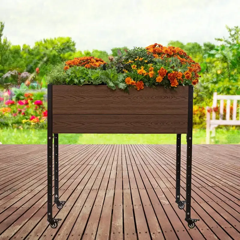 Mobile Garden Planter with Integrated Rolling Casters 2