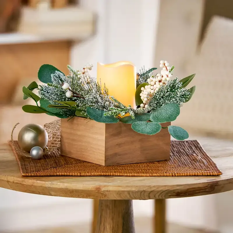 Winter Wishes LED Candle Centerpiece with Flickering Lights