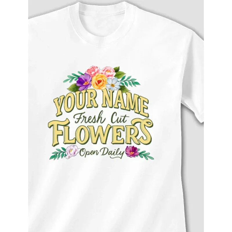 Fresh Cut Flowers Graphic Adult T-Shirt - Unisex Cotton Crew Neck 3
