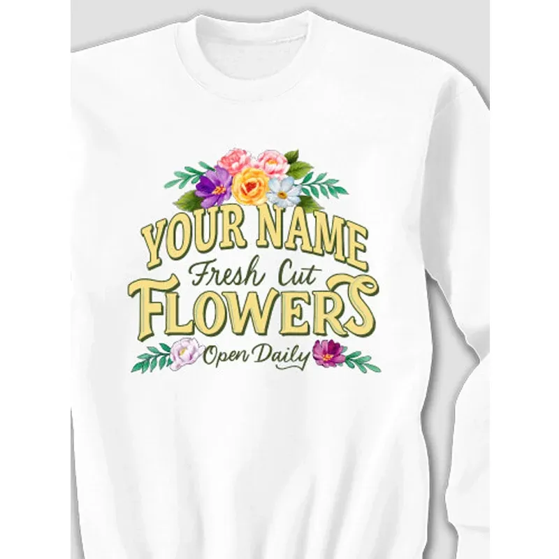 Fresh Cut Flowers Graphic Adult Crewneck Sweatshirt 1
