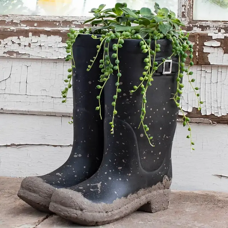 Decorative Garden Boot Planter - Resin Flower Pot for Indoor and Outdoor Plants