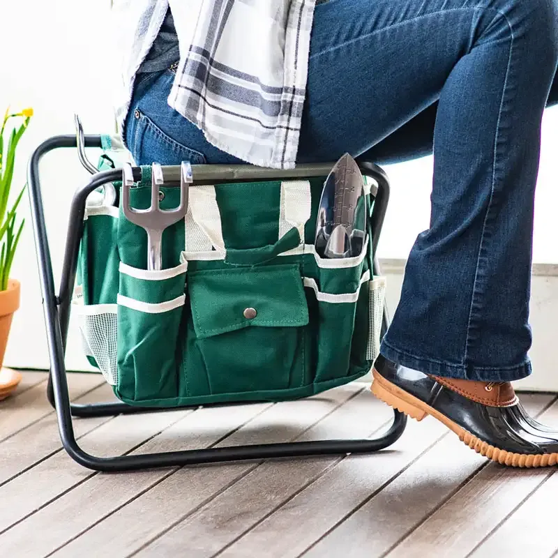Foldable Garden Kneeler and Seat with Detachable Tool Organizer 1